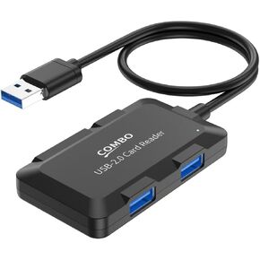 5 in 1 USB SD/TF Card Reader, USB Hub with 3 USB-A Ports(Black)