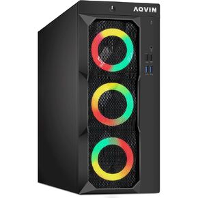 Gaming PC LuminaRings Tower Desktop - Radeon RX 550 4GB Graphics, Intel Core i5 Processor Upto 4.10GHz, 32GB DDR4 RAM, 1TB SSD, RGB Lights, Windows 11 Pro - Renewed
