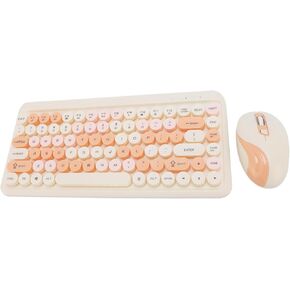 WL Keyboard and Mouse Combo, 2.4G USB Transmitter, Keyboard and Mouse Set, Retro Round Keycap Keyboard with 1000 DPI 1200 DPI 1600 DPI Adjustable Mouse (Misty Blue)