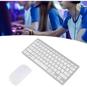 Keyboard Mouse Set 2.4G USB Thin Etched Keycaps Ergonomics Mute Computer Keyboards Mouse for Desktop Computers Tablet (Silver)