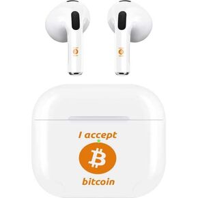 Skinit Decal Audio Skin Compatible with Apple AirPods (3rd Gen, 2021) - Skinit Originally Designed I Accept Bitcoin Design