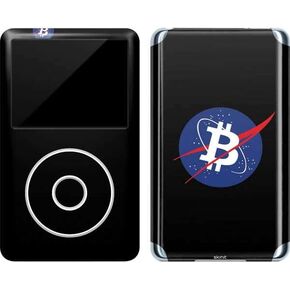 Skinit MECAL MP3 Player Skin متوافق مع iPod Classic (6th Gen) 80GB - تصميم شعار Bitcoin المصمم أصلاً