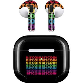 Skinit Decal Audio Skin Compatible with Apple AirPods (3rd Gen, 2021) - Skinit Originally Designed Rainbow Bitcoin Design