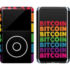 Skinit Decal MP3 Player Skin Compatible with iPod Classic (6th Gen) 80GB - Originally Designed Rainbow Bitcoin Design