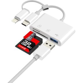 USB C Lightning to SD Card Reader(3in2)USB OTG Adapter Micro SD TF Digital Camera Memory Photo Transfer for iPhone 16 15 14 Pro Max for iPad Macbook Computer Storage Flash Drive Compatible for Samsung