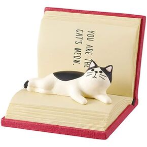 Suillty Lovely Cat Lay on Magic Book Cell Phone Stand Holder,Desktop Animal Smartphone Support Cradle Dock Table Decoration