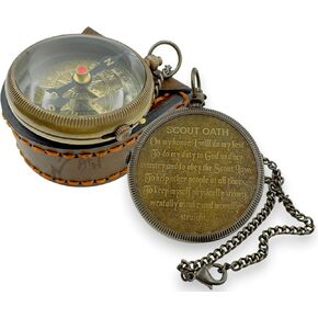 Handmade Scout Compass with Engraved Oath – Solid Brass, Perfect Motivational & Inspirational Gift for Boys, Teenagers & Scouts, Adventure Compass for Hiking, Camping & Outdoor Lovers