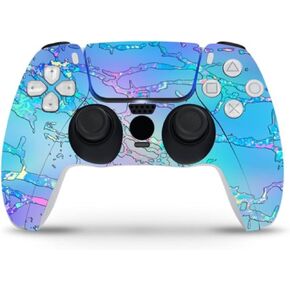 ZOOMHITSKINS Compatible with PS5 Controller Skin, Vinyl for Durable & Fit, Goth Blue Pink White Unicorn Lines, Easy to Use, Bubble-free, Precisely Cut