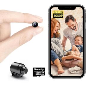 【Free 64G】Smallest Wireless WiFi Camera,HD1080P Spy Camera with Video Recording Live Feed,Baby Monitor,ConcealedCam with Night Vision,Motion Detection,Cloud Storage for Security with iOS AndroidAPP