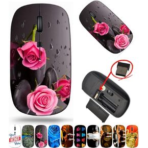 maizi Small Wireless Mouse for PC Computer Chromebook Notebook, Small Wireless Mouses Image ID: 24288592 Spa Stone and Rose Flowers Still Life 2.4G USB Receiver Portable Made in USA