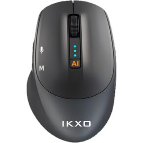 IKXO AI Wireless Mouse Ergonomic Design Bluetooth Mouse Support Chatgpt&deepseek Multi-Device Switching Voice Real-Time Translation Voice Recording Compatible with win7/10/11 Mac OS15+(Black)