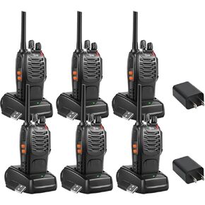 TIDRADIO TD-V2 Walkie Talkies طويلة المدى للبالغين ، نسخ التردد 16 قناة راديو ثنائية القناة ، وراديان 2 Way مع USB شحن مصباح يدوي فوكس لمطعم كنيسة كلية الأعمال (6 عبوات)