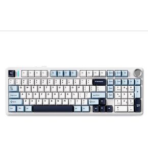 Aula F99 Pro Cherry Profile Mechanical Keyboard, Triple Mode Connected RGB Backlit Gaming Keyboard with Numpad and Knob for Gaming and Office(White with Blue and Black)