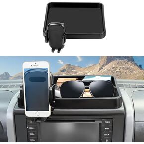 Multi-Mount Metal Road Dash Phone Holder for 2007-2010 Jeep Wranger JK JKU, Phone Mount Storage Tray Cellphone System Kit(Black,Type A)