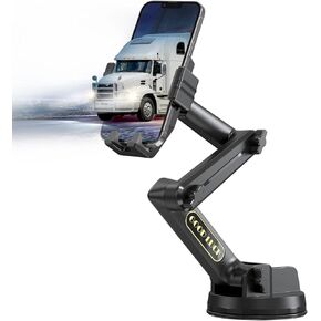 Truck Phone Mount, Heavy Duty Phone Holder for Truck Dashboard Windshield, Compatible with All Smartphone, Commercial Truck Super Suction Cup & Stable(Black)