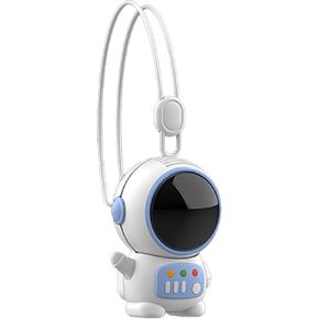PORTABLE BLADELESS NECK FAN ASTRONAUT SHAPE USB RECHARGEABLE MINI HANDHELD FAN FOR INDOOR OUTDOOR (Pink)