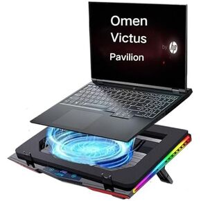 لوحة التبريد لـ HP Victus 16-R0000 Maming Captop Cooler مع مروحة تبريد توربو قوية يمكن أن تبريد سريع+GPU 40 درجة مئوية ، سرعة متغيرة ، 26 RGB ضوء