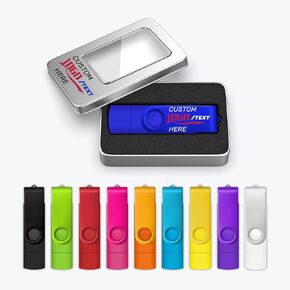 Personalized OTG USB Flash Drive with Metal Box, 50 Pack Multifunctional Thumb Drive with Dual USB Connector, Ideal for Corporate Events and Educational Purposes (1, GB)
