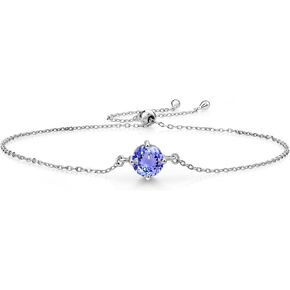 Gem Stone King 925 Sterling Silver Green Created Emerald Solitaire Bracelet For Women (1.00 Cttw, Round Cut 6MM, Fully Adjustable Up to 9 Inch) in Saudi Arabia