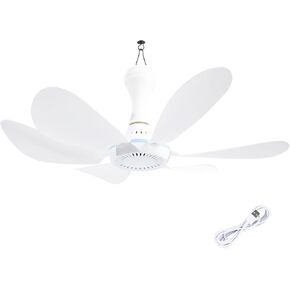 Portable Ceiling Fan/Mini DC 5V USB Hanging Fan for RV, Camping Tent, Gazebo, Bed & Dormitory / 16.5Inch Detachable Blades, Travel Storage