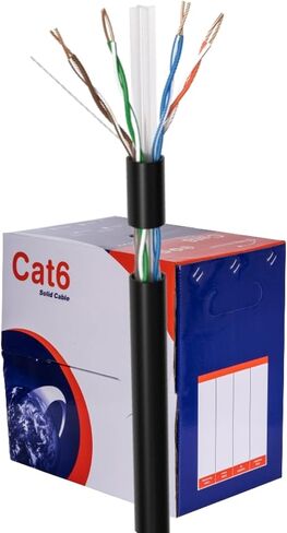 1000ft Plenum Cat6 Solid 23AWG Network Cable, CMP Rated 550MHz UTP Copper Clad Aluminum (CCA), Bulk Pull Box (Black) in Kuwait
