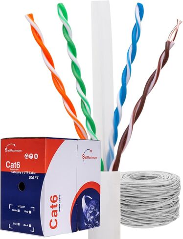 1000ft Plenum Cat6 Solid 23AWG Network Cable, CMP Rated 550MHz UTP Copper Clad Aluminum (CCA), Bulk Pull Box (Black) in Kuwait