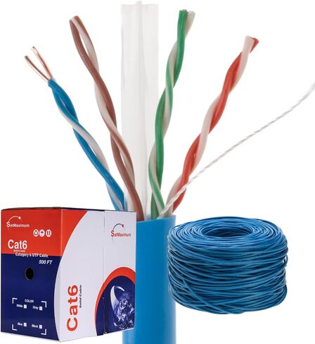 1000ft Plenum Cat6 Solid 23AWG Network Cable, CMP Rated 550MHz UTP Copper Clad Aluminum (CCA), Bulk Pull Box (Black) in Kuwait