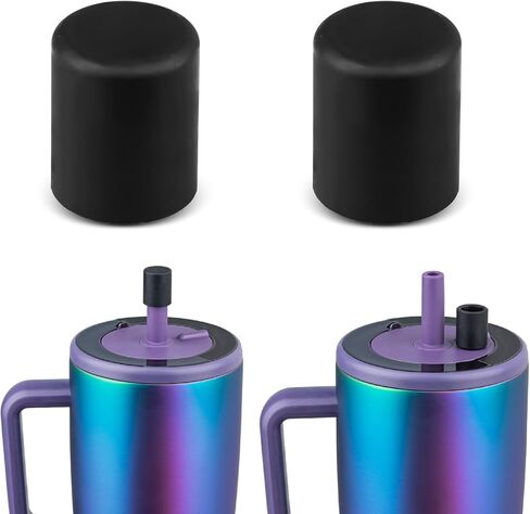 TERPINK 2 Pack Magnetic Straw Caps Compatible with BrüMate All Era and Resa Tumblers, Silicone Straw Caps Toppers Compatible with Brumate Accessories, Straw Covers Protectors BPA Free (Black) in Kuwait