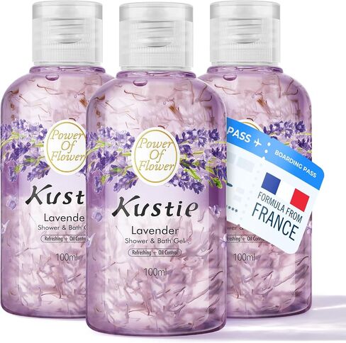 Kustie Brighten Cherry Blossom Travel Size Body Wash - Sample Perfume Shower Gel with Squalane & Hyaluronic to Antioxidant, Hydrate Skin丨Sakura & Niacinamide Add丨Paraben, Phthalate Free丨3.38 fl oz x 3 in Saudi Arabia