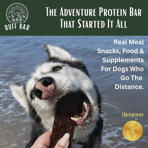 RUFF BAR Dog Treats, Pork Dog Training Treats, High Protein Bars for Dogs, Energy Snack for Dogs, Natural Dog Treat with Grass Fed Meat, Hormone & Antibiotic Free, Individually Wrapped, 28 g, 5 Pack in Saudi Arabia