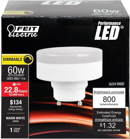 لمبة الإضاءة Feit Electric PU60/830/LED/GU24 60W EQ DM Squat LED in Saudi Arabia