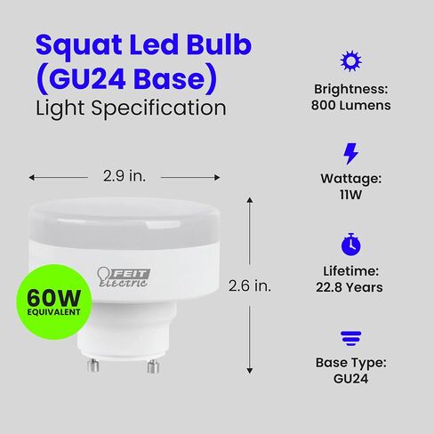 لمبة الإضاءة Feit Electric PU60/830/LED/GU24 60W EQ DM Squat LED in Saudi Arabia