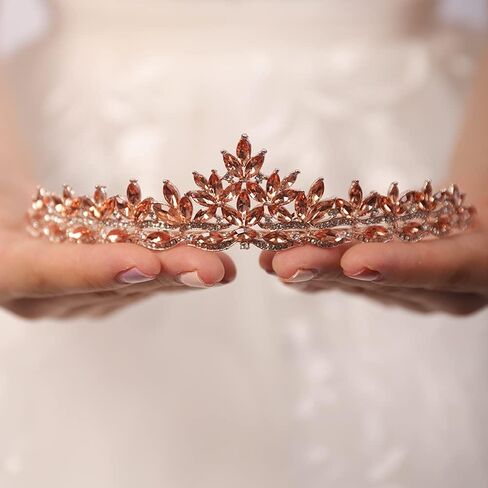 Wekicici Rhinestone Blue Crystal Leaves Tiara Queen Princess Crown for Women Wedding Headband Costume Accessories for Pageants Wedding Prom Birthday in Kuwait