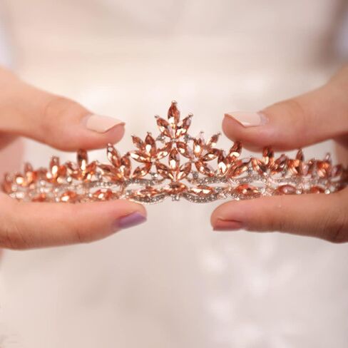 Wekicici Rhinestone Blue Crystal Leaves Tiara Queen Princess Crown for Women Wedding Headband Costume Accessories for Pageants Wedding Prom Birthday in Kuwait