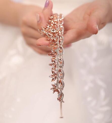 Wekicici Rhinestone Blue Crystal Leaves Tiara Queen Princess Crown for Women Wedding Headband Costume Accessories for Pageants Wedding Prom Birthday in Kuwait