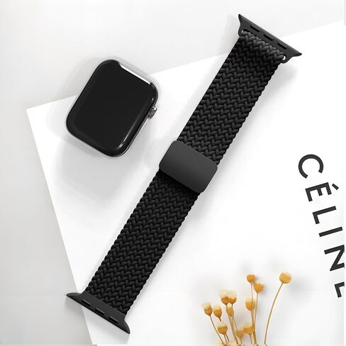 نطاق مطار مضفر متوافق مع فرقة Apple Watch 38 مم 40 مم 41 مم 42 مم 44 مم 45 مم 46 مم 49 مم من الرجال ، حزام المشبك المغناطيسي المرن النايلون القابل للتعديل لسلسلة IWatch 10 9 8 7 6 5 4 3 2 1 SE Ultra in Kuwait