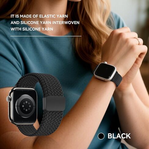 نطاق مطار مضفر متوافق مع فرقة Apple Watch 38 مم 40 مم 41 مم 42 مم 44 مم 45 مم 46 مم 49 مم من الرجال ، حزام المشبك المغناطيسي المرن النايلون القابل للتعديل لسلسلة IWatch 10 9 8 7 6 5 4 3 2 1 SE Ultra in Kuwait