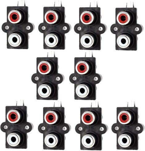 Oiyagai 10 Pack 2 RCA Female Jack Connectors for PCB Mounting – Dual AV Audio Video Sockets for DIY Electronics and Amplifier Projects in Kuwait