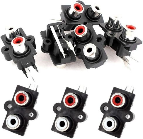 Oiyagai 10 Pack 2 RCA Female Jack Connectors for PCB Mounting – Dual AV Audio Video Sockets for DIY Electronics and Amplifier Projects in Kuwait