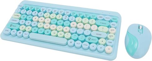 WL Keyboard and Mouse Combo, 2.4G USB Transmitter, Keyboard and Mouse Set, Retro Round Keycap Keyboard with 1000 DPI 1200 DPI 1600 DPI Adjustable Mouse (Misty Blue) in Saudi Arabia