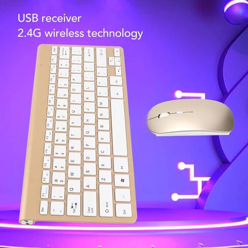 مجموعة الماوس لوحة المفاتيح 2.4G USB رقيقة محفورة المفاتيح المحصورة بائعي الكلام لوحات مفاتيح الكمبيوتر الماوس لأجهزة كمبيوتر سطح المكتب (الفضة) in Saudi Arabia