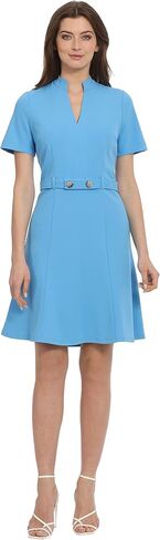 Maggy London Women's Notch Mock Neck Fit and Flare Crepe Dress in Saudi Arabia
