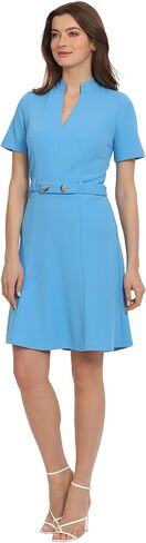 Maggy London Women's Notch Mock Neck Fit and Flare Crepe Dress in Saudi Arabia