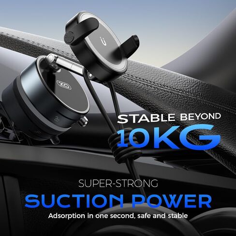 2-in-1 Clip & Vacuum Magnetic Suction Phone Holder,Upgraded 360° Adjustable Suction Cup Car Phone Mount,Hands-Free Cell Phone Holder for Car/Gym/Smooth Surface,Compatible with iPhone & Android Phones in Kuwait