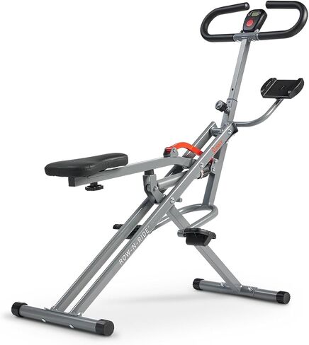 Sunny Health & Fitness Row-N-Ride PRO، جهاز لياقة بدنية كامل الجسم مع أشرطة مقاومة، إعداد سهل وقابل للطي لتمارين التجديف والغلوت والساق، اتصال تطبيق SunnyFit الاختياري in Kuwait