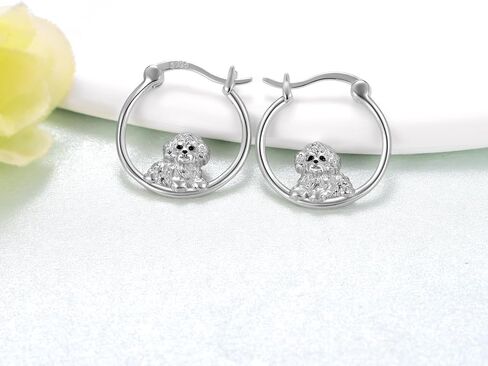 French Bulldog Earrings 925 Sterling Silver French Bulldog Dog Hoop Earrings Animal Dog Jewelry Gifts For Women Girls in Saudi Arabia