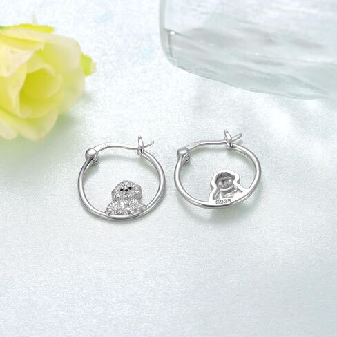 French Bulldog Earrings 925 Sterling Silver French Bulldog Dog Hoop Earrings Animal Dog Jewelry Gifts For Women Girls in Saudi Arabia
