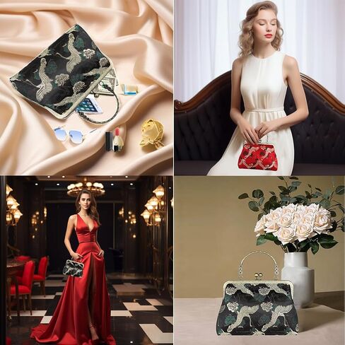 Abuyall Floral Top-Handle Handbag, Kiss Lock Evening Bag for Women, Vintage Handbag in Saudi Arabia
