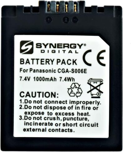 بطاريات الكاميرا الرقمية الرقمية التآزر ، متوافقة مع بطاريات الكاميرا الرقمية Panasonic CGA-S006 ، CGR-S006 ، CGR-S006A/1B (LI-ION ، 7.4 فولت ، 750 مللي أمبير) ، مجموعة من 3 in Saudi Arabia