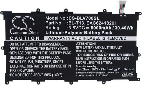 8000mAh/3.8V Battery Replacement for LG G Pad 10.1", G Pad Tablet 10.1", V700, VK700, P/N: BL-T13, EAC62418201 in Saudi Arabia